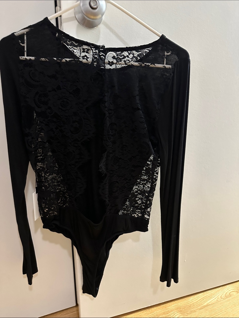 Women’s Black Lace Long-Sleeve Bodysuit